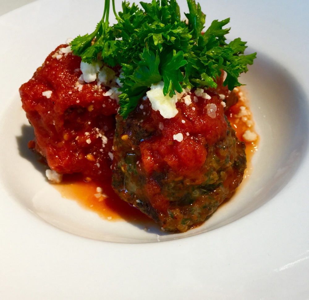 Meatballs with Roma Tomatoes and Fresh Parmesan